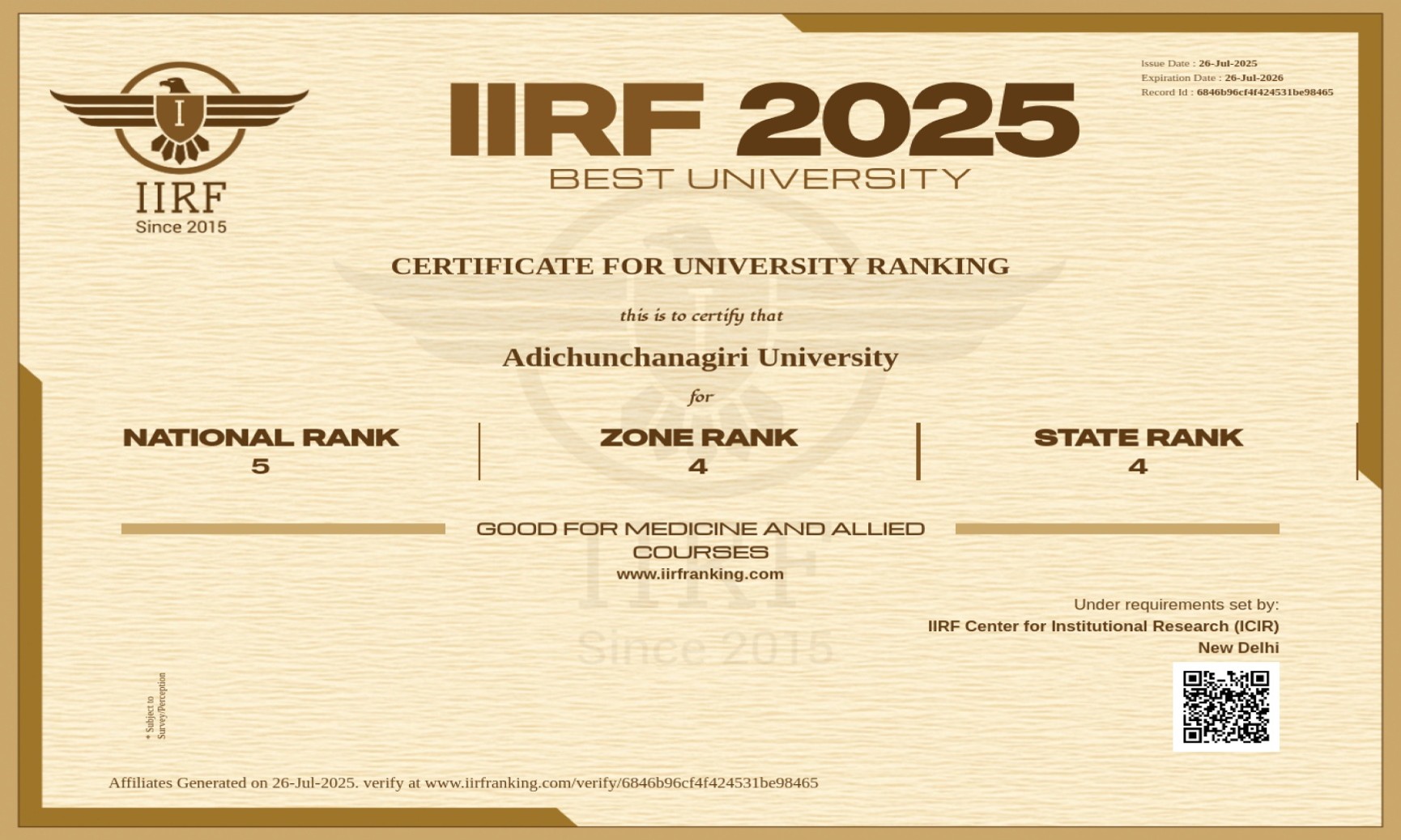Outstanding Institute Award